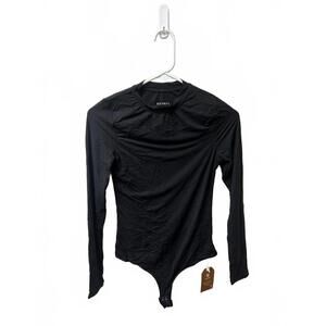 Reoria Black Crew Neck Long Sleeve Bodysuit (S)